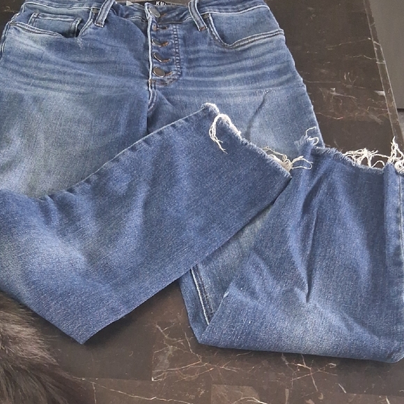 Kut from the Kloth Distressed Blue Ankle Jeans - Picture 1 of 2